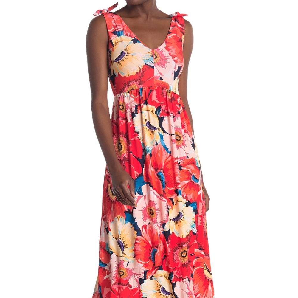 T Tahari V-neck floral maxi dress